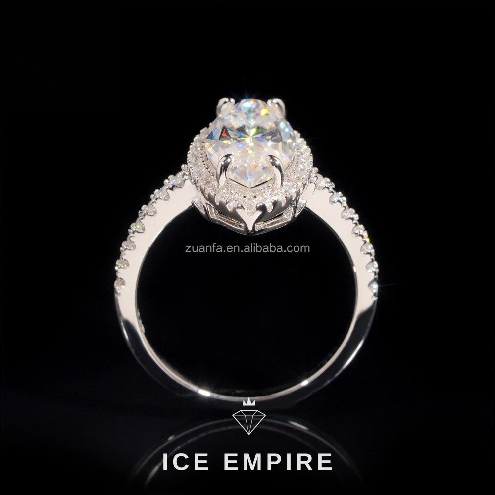 Iced Out 925 Silver Moissanite Engagement Ring