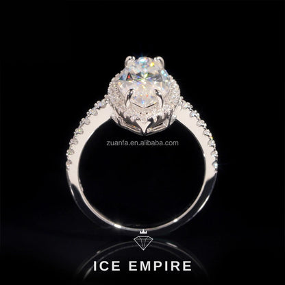 Iced Out 925 Silver Moissanite Engagement Ring