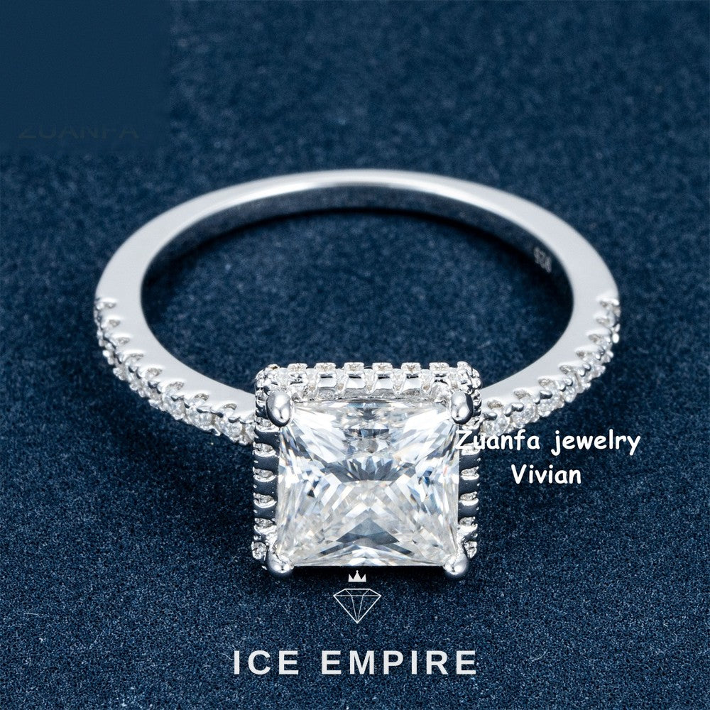 Iced Out 925 Silver Moissanite Ring
