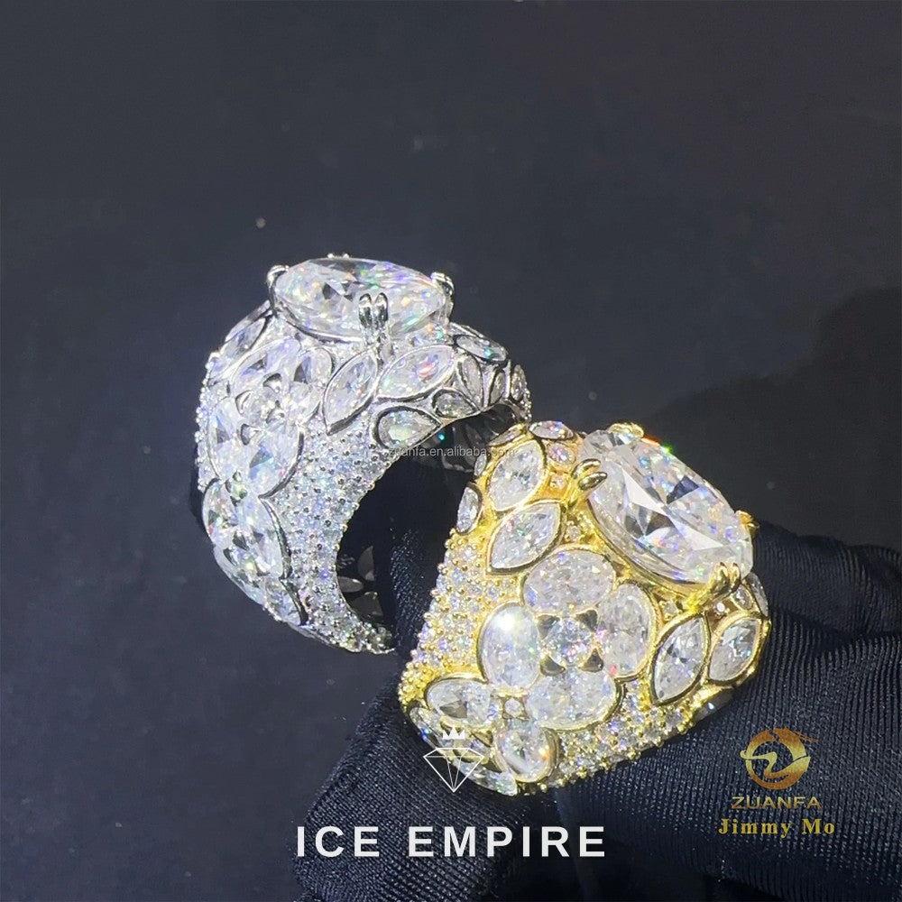 Iced Out 925 Silver Moissanite Ring
