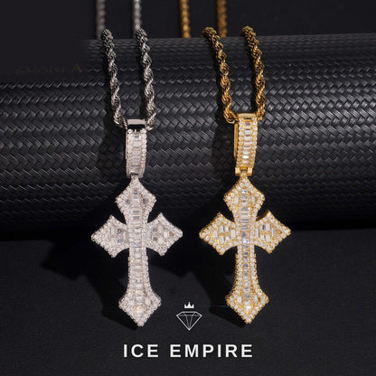 Iced Out Baguette 925 Silver Pendant