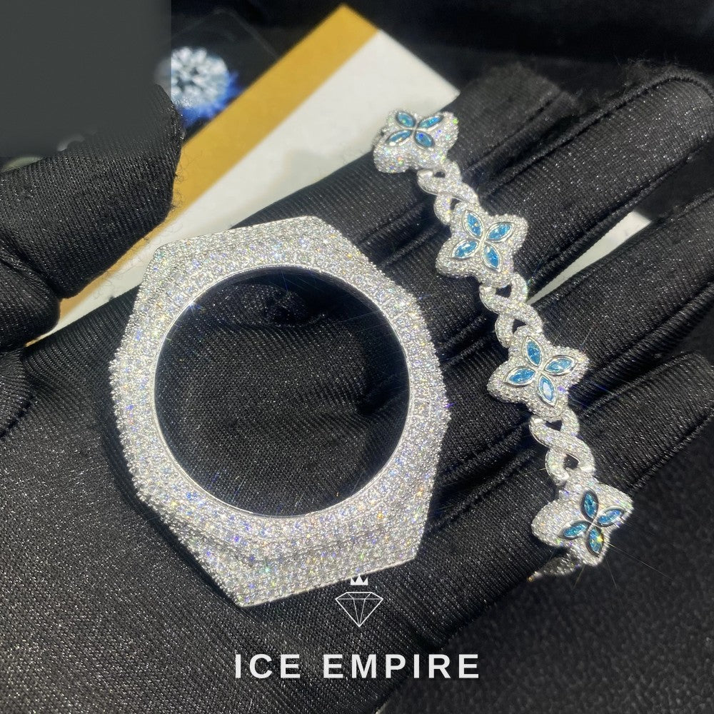 Iced Out 925 Silver Moissanite Watch