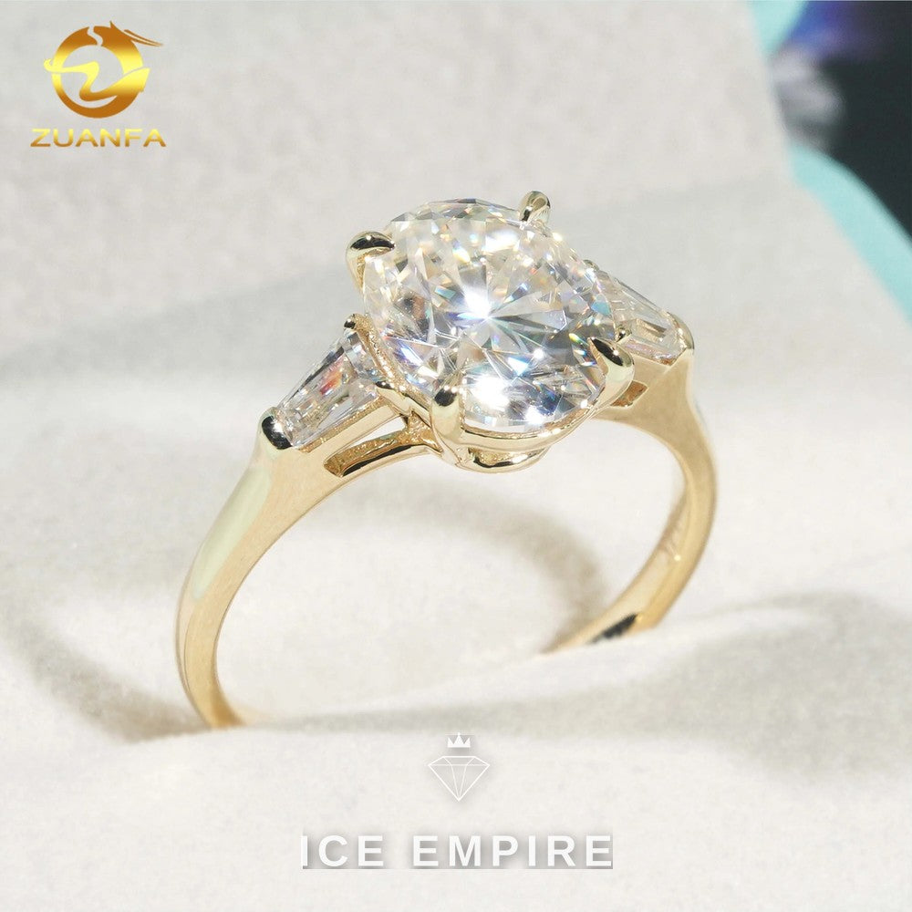 Iced Out Gold Plated Moissanite Engagement Ring
