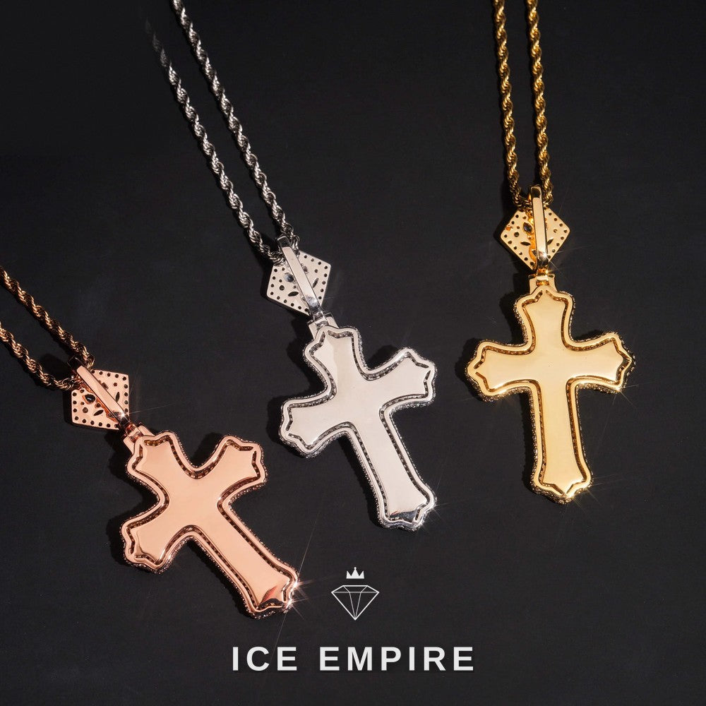 Iced Out Cross Rose Gold Plated Pendant