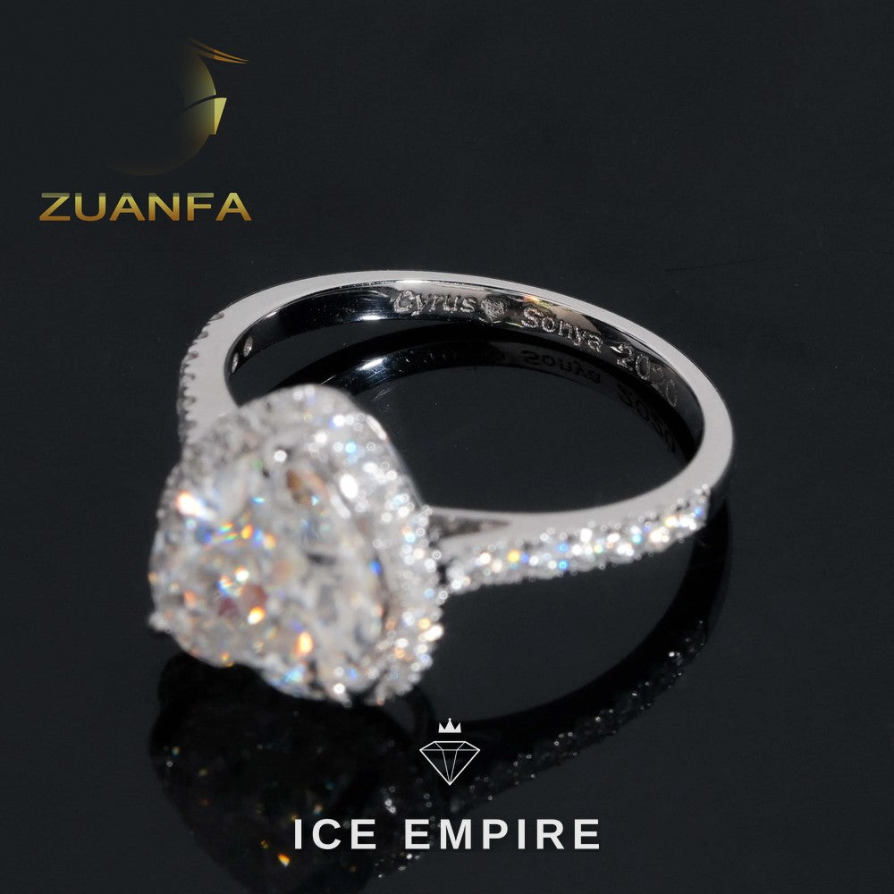 Iced Out Heart 14K Gold Moissanite Engagement Ring