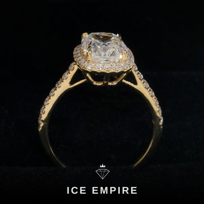 Iced Out 14K Gold Moissanite Engagement Ring