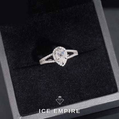 Iced Out Heart Rose Gold Plated Moissanite Wedding Band