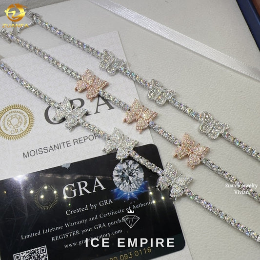 Iced Out 925 Silver Moissanite Tennis Chain
