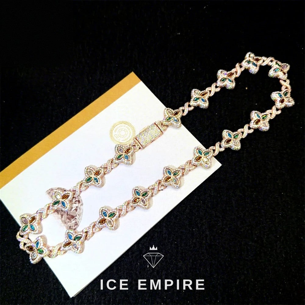 Iced Out Rose Gold Moissanite Cuban Chain