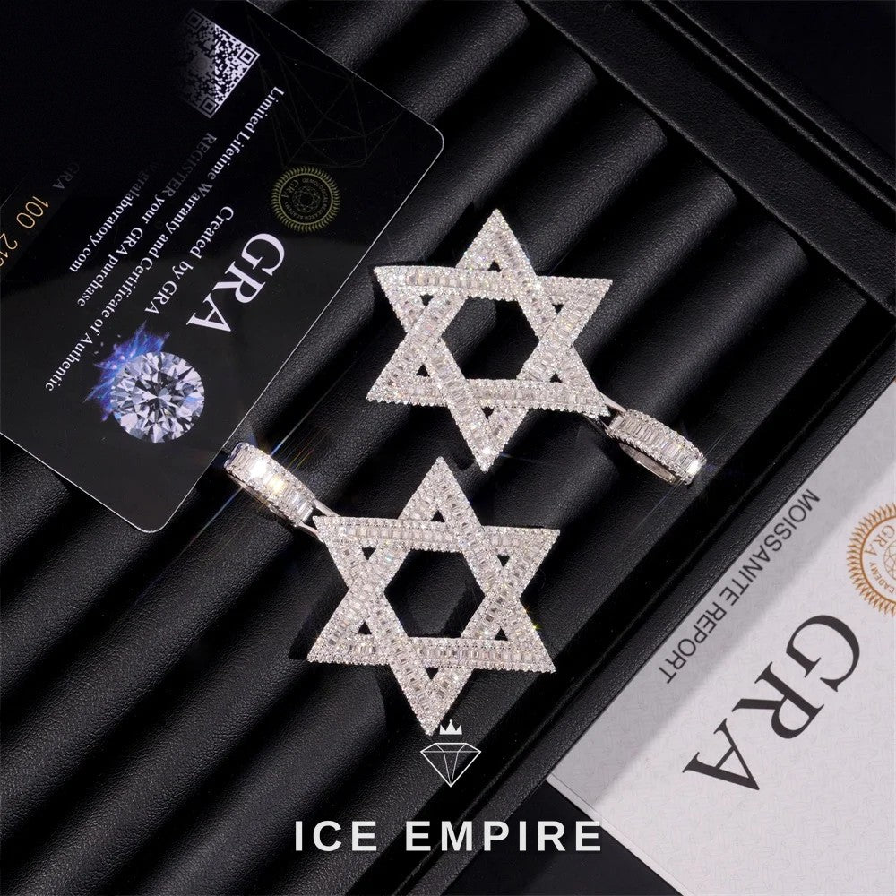Iced Out Baguette 925 Silver Moissanite Pendant
