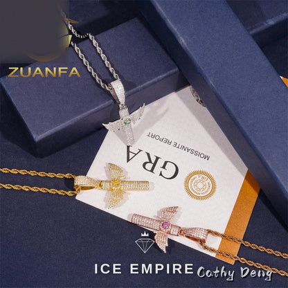 Iced Out Cross Rose Gold Plated Moissanite Pendant