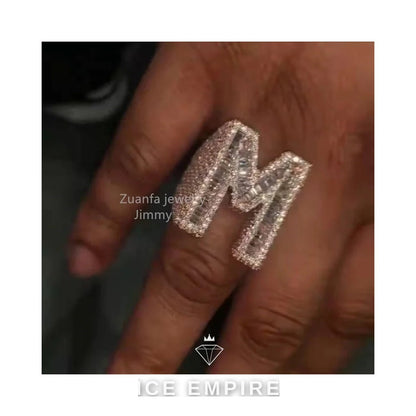 Iced Out Baguette 925 Silver Moissanite Ring