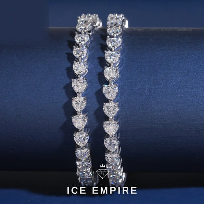 Iced Out Heart 925 Silver Moissanite Tennis Bracelet