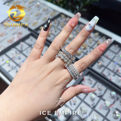 Iced Out 925 Silver Moissanite Ring