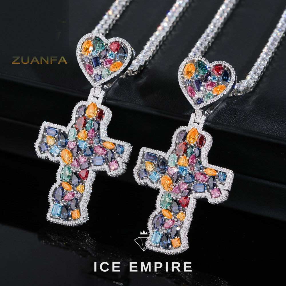 Iced Out Cross Rose Gold Plated Pendant