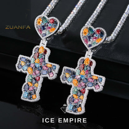 Iced Out Cross Rose Gold Plated Pendant