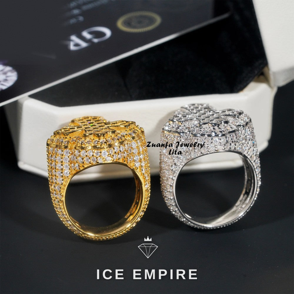 Iced Out Cross 925 Silver Moissanite Ring