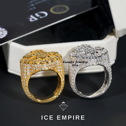 Iced Out Cross 925 Silver Moissanite Ring
