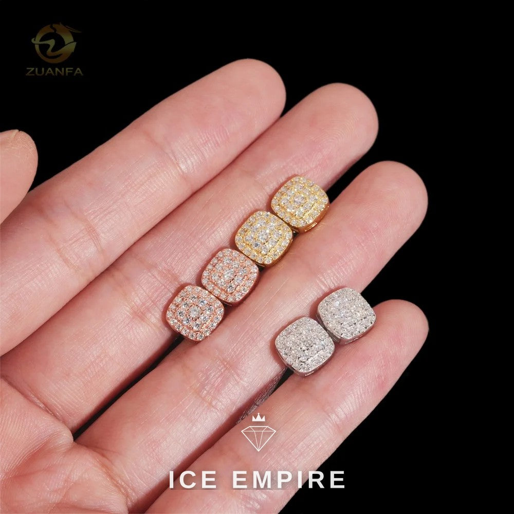 Iced Out 18K Gold Moissanite Stud Earrings