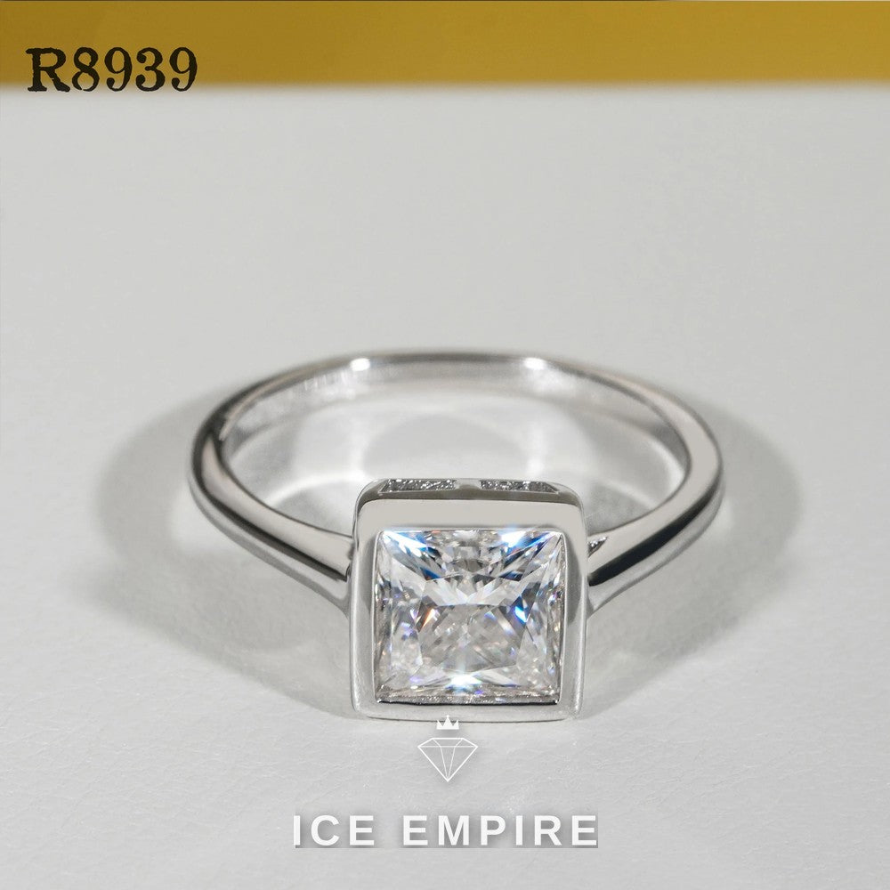 Iced Out 925 Silver Moissanite Engagement Ring