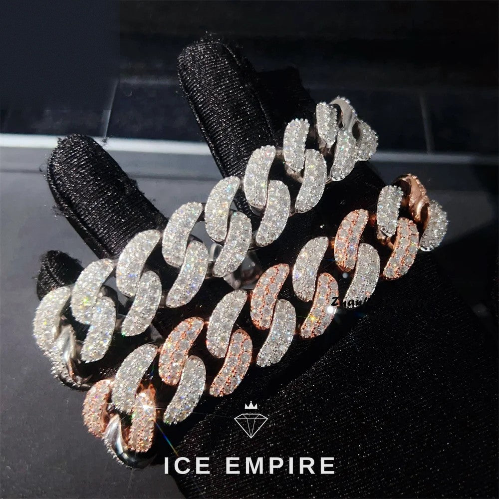Iced Out 925 Silver Moissanite Cuban Chain