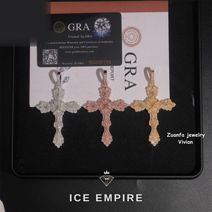 Iced Out Cross 925 Silver Moissanite Pendant
