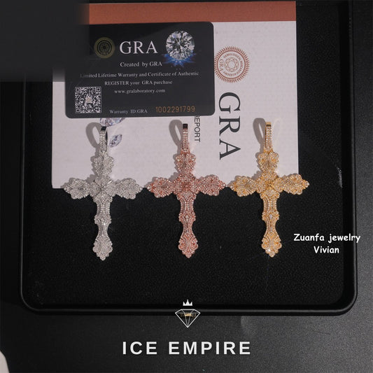 Iced Out Cross 925 Silver Moissanite Pendant