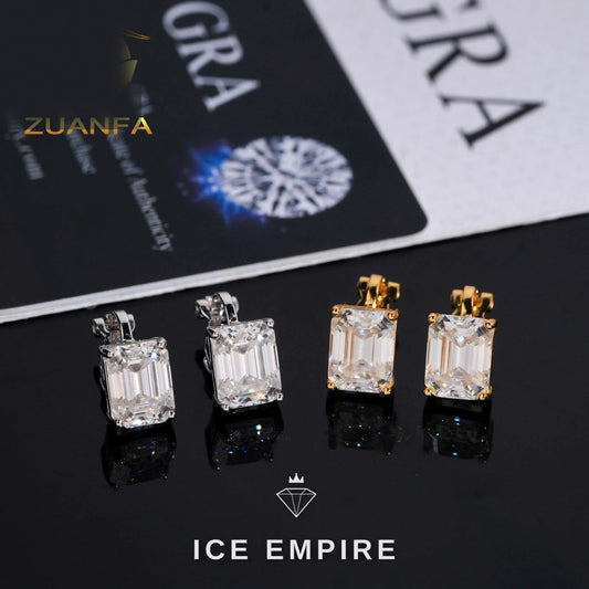 Iced Out 925 Silver Moissanite Stud Earrings