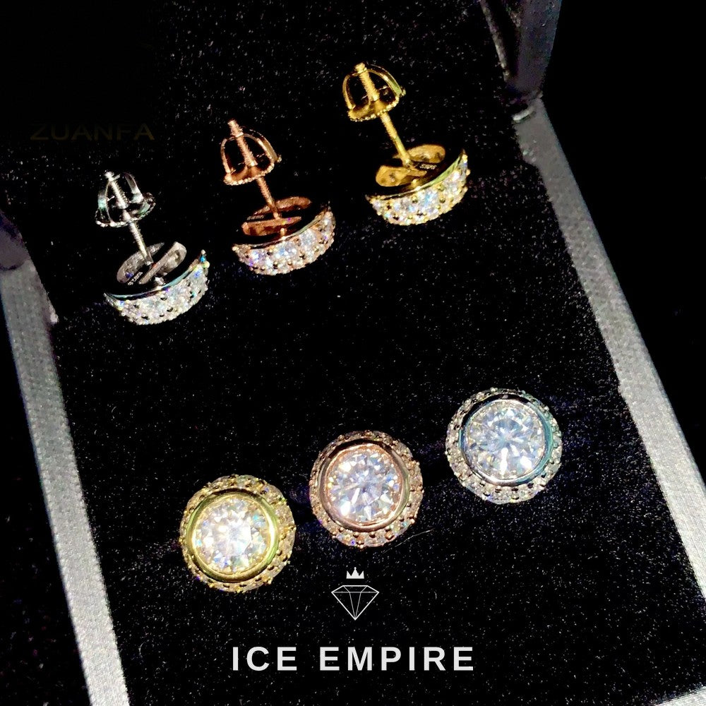 Iced Out 925 Silver Moissanite Stud Earrings