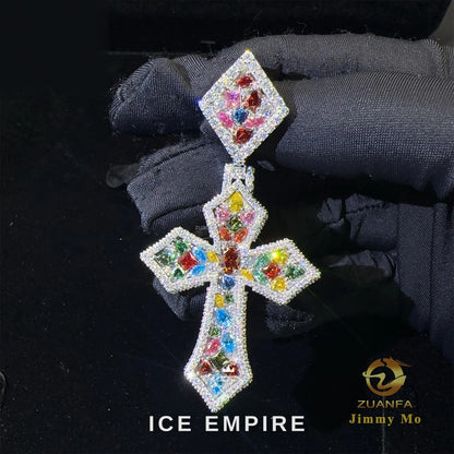 Iced Out Cross 925 Silver Pendant