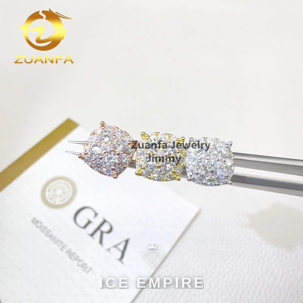 Iced Out 925 Silver Moissanite Stud Earrings