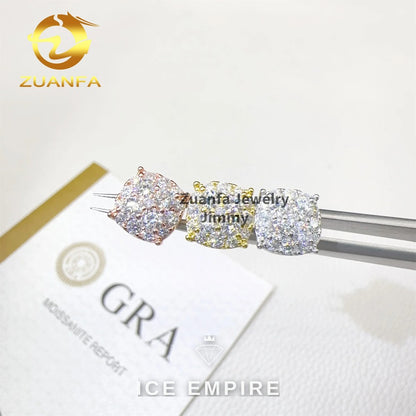 Iced Out 925 Silver Moissanite Stud Earrings