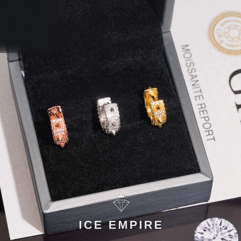 Iced Out 925 Silver Moissanite Hoop Earrings