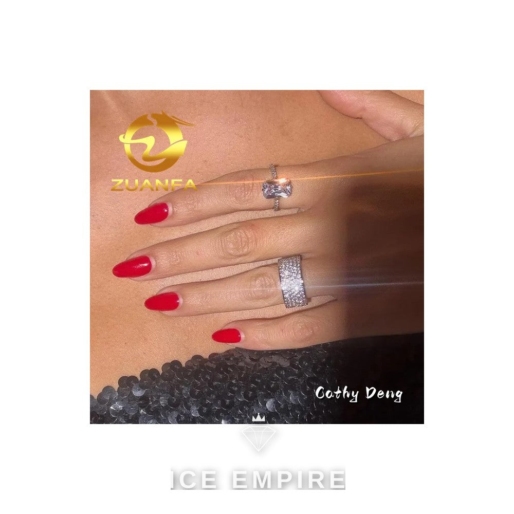 Iced Out 925 Silver Moissanite Engagement Ring