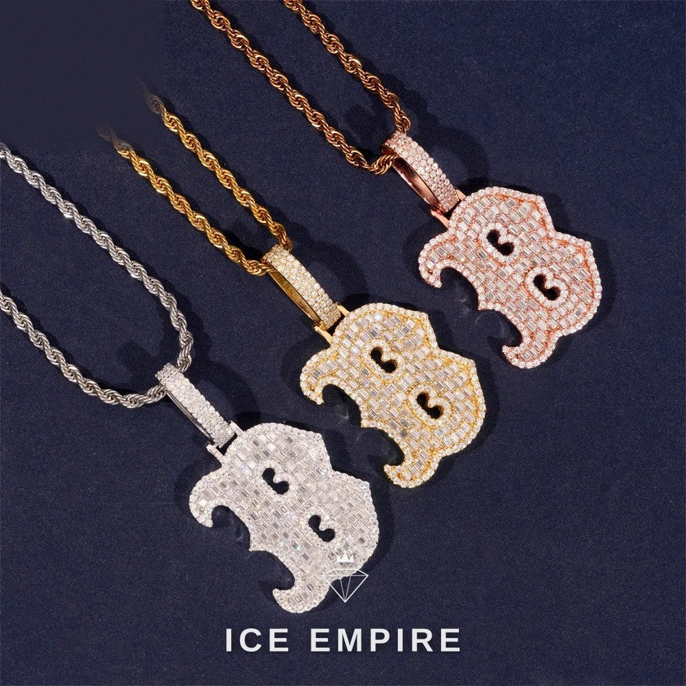 Iced Out Baguette 925 Silver Pendant