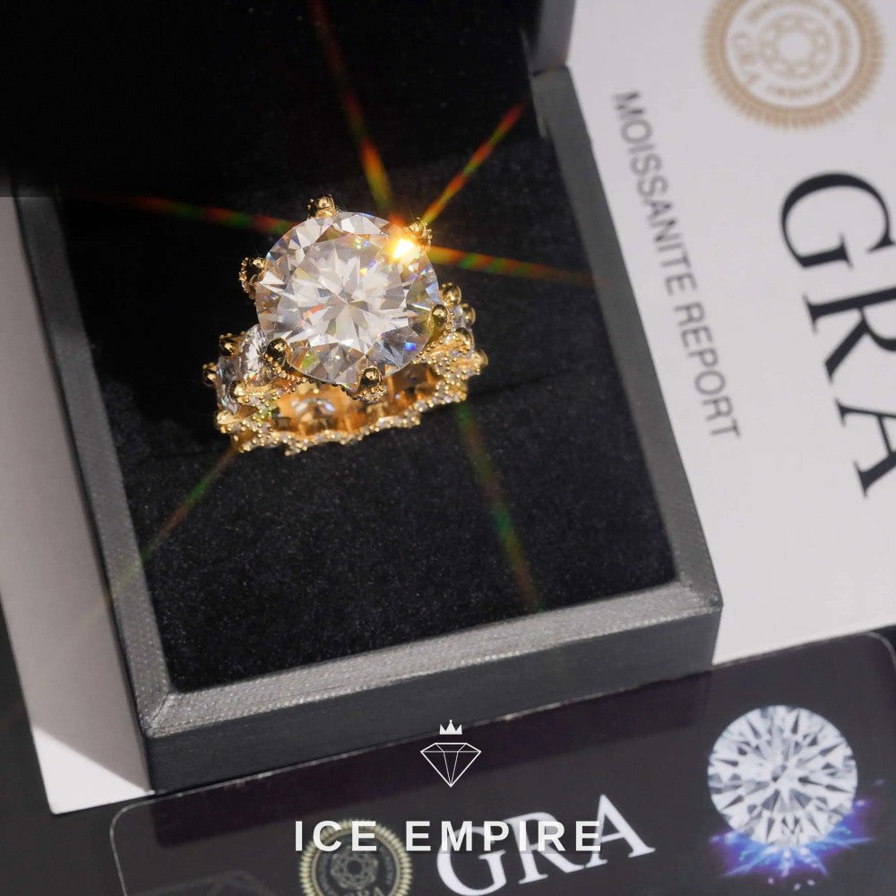 Iced Out Gold Plated Moissanite Engagement Ring