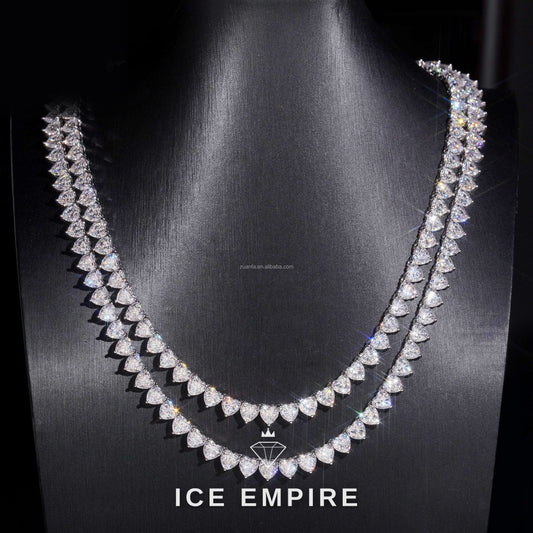 Iced Out Cluster 925 Silver Moissanite Cuban Chain