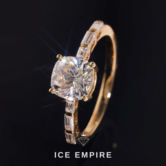 Iced Out 10K Gold Moissanite Wedding Band