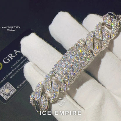 Iced Out 925 Silver Moissanite Cuban Chain