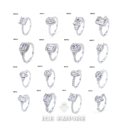 Iced Out 925 Silver Moissanite Engagement Ring