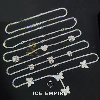 Iced Out Heart Rose Gold Moissanite Cuban Chain
