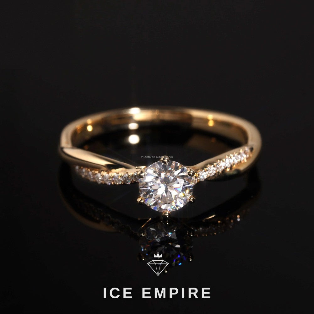 Iced Out 14K Gold Moissanite Engagement Ring