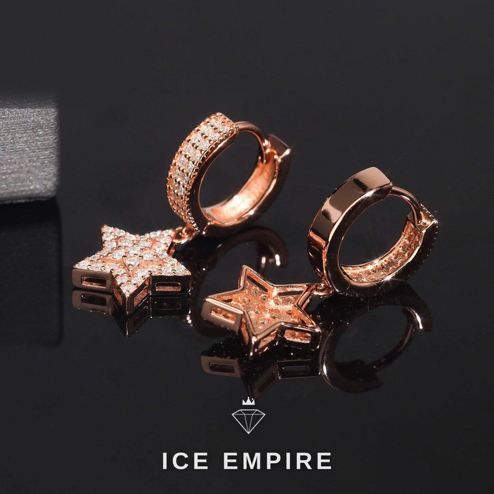 Iced Out Gold Plated Moissanite Hoop Earrings