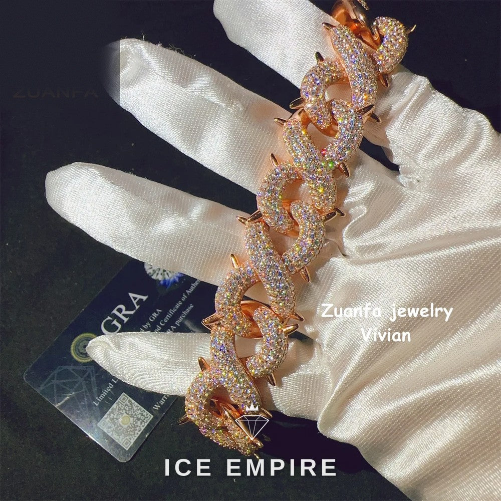 Iced Out 925 Silver Moissanite Cuban Chain