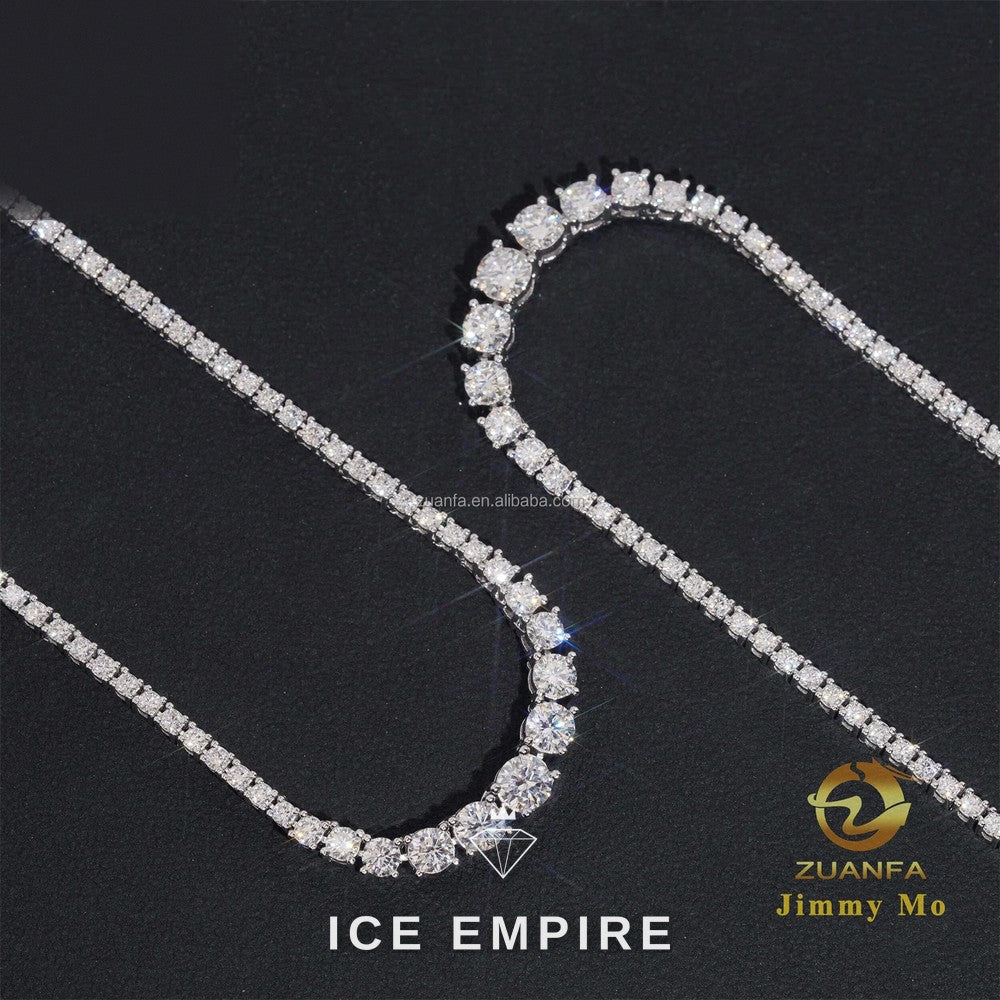 Iced Out Cluster 925 Silver Moissanite Cuban Chain