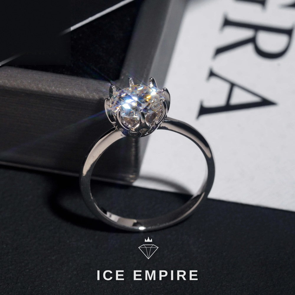 Iced Out 925 Silver Moissanite Engagement Ring