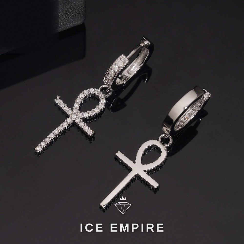 Iced Out Cross Gold Plated Moissanite Stud Earrings