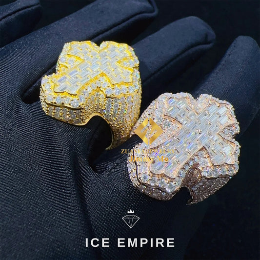 Iced Out Baguette 925 Silver Moissanite Ring