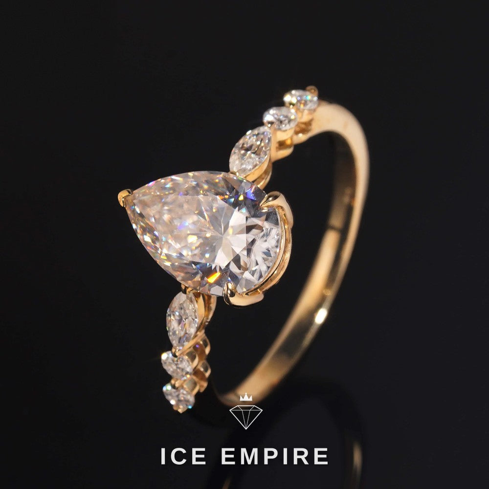 Iced Out 10K Gold Moissanite Engagement Ring