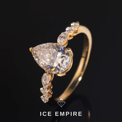 Iced Out 10K Gold Moissanite Engagement Ring